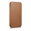 iCarer CE Premium Leather Folio Case magnetické knižkové puzdro pre iPhone 14 Plus, MagSafe, hnedé (WMI14220715-BN)