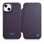iCarer CE Premium Leather Folio Case magnetické knižkové puzdro pre iPhone 14 Plus, MagSafe, tmavofialové (WMI14220715-DP)