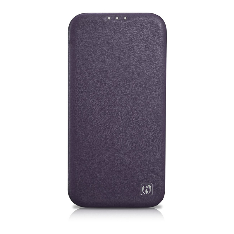 iCarer CE Premium Leather Folio Case magnetické knižkové puzdro pre iPhone 14 Plus, MagSafe, tmavofialové (WMI14220715-DP)