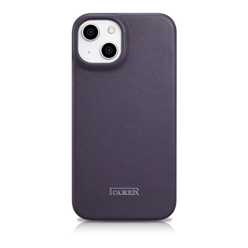 iCarer CE Premium Leather Folio Case magnetické knižkové puzdro pre iPhone 14 Plus, MagSafe, tmavofialové (WMI14220715-DP)