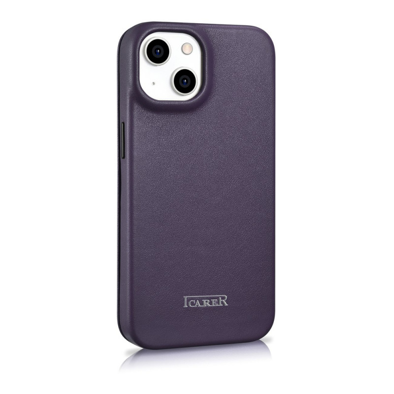 iCarer CE Premium Leather Folio Case magnetické knižkové puzdro pre iPhone 14 Plus, MagSafe, tmavofialové (WMI14220715-DP)