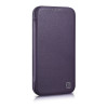 iCarer CE Premium Leather Folio Case magnetické knižkové puzdro pre iPhone 14 Plus, MagSafe, tmavofialové (WMI14220715-DP)