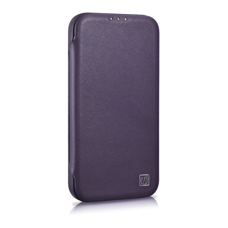 iCarer CE Premium Leather Folio Case magnetické knižkové puzdro pre iPhone 14 Plus, MagSafe, tmavofialové (WMI14220715-DP)