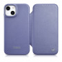 iCarer CE Premium Leather Folio Case kožené knižkové puzdro pre Apple iPhone 14 Plus / 15 Plus, MagSafe, svetlofialové (ICR413)