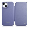 iCarer CE Premium Leather Folio Case kožené knižkové puzdro pre Apple iPhone 14 Plus / 15 Plus, MagSafe, svetlofialové (ICR413)