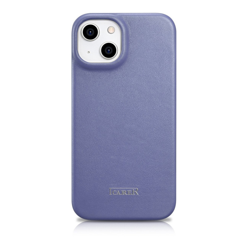 iCarer CE Premium Leather Folio Case kožené knižkové puzdro pre Apple iPhone 14 Plus / 15 Plus, MagSafe, svetlofialové (ICR413)