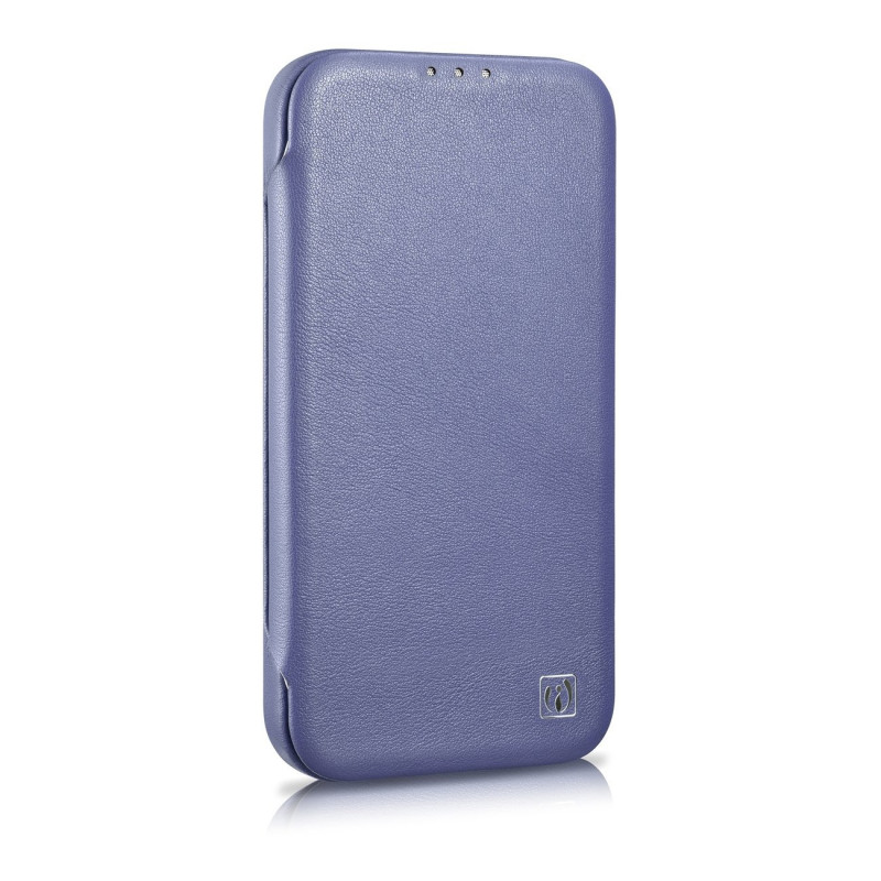iCarer CE Premium Leather Folio Case kožené knižkové puzdro pre Apple iPhone 14 Plus / 15 Plus, MagSafe, svetlofialové (ICR413)