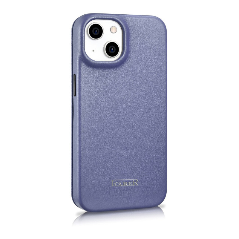 iCarer CE Premium Leather Folio Case kožené knižkové puzdro pre Apple iPhone 14 Plus / 15 Plus, MagSafe, svetlofialové (ICR413)