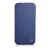 iCarer CE Premium Leather Folio Case magnetické knižkové puzdro pre iPhone 14 Plus, MagSafe, modré (WMI14220715-BU)