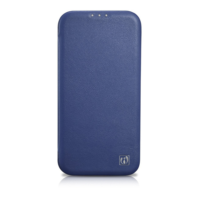 iCarer CE Premium Leather Folio Case magnetické knižkové puzdro pre iPhone 14 Plus, MagSafe, modré (WMI14220715-BU)