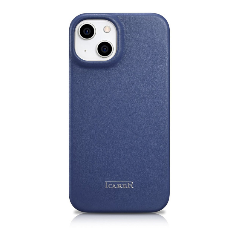 iCarer CE Premium Leather Folio Case magnetické knižkové puzdro pre iPhone 14 Plus, MagSafe, modré (WMI14220715-BU)