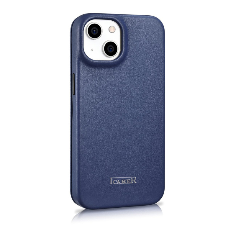 iCarer CE Premium Leather Folio Case magnetické knižkové puzdro pre iPhone 14 Plus, MagSafe, modré (WMI14220715-BU)