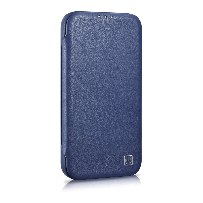 iCarer CE Premium Leather Folio Case magnetické knižkové puzdro pre iPhone 14 Plus, MagSafe, modré (WMI14220715-BU)