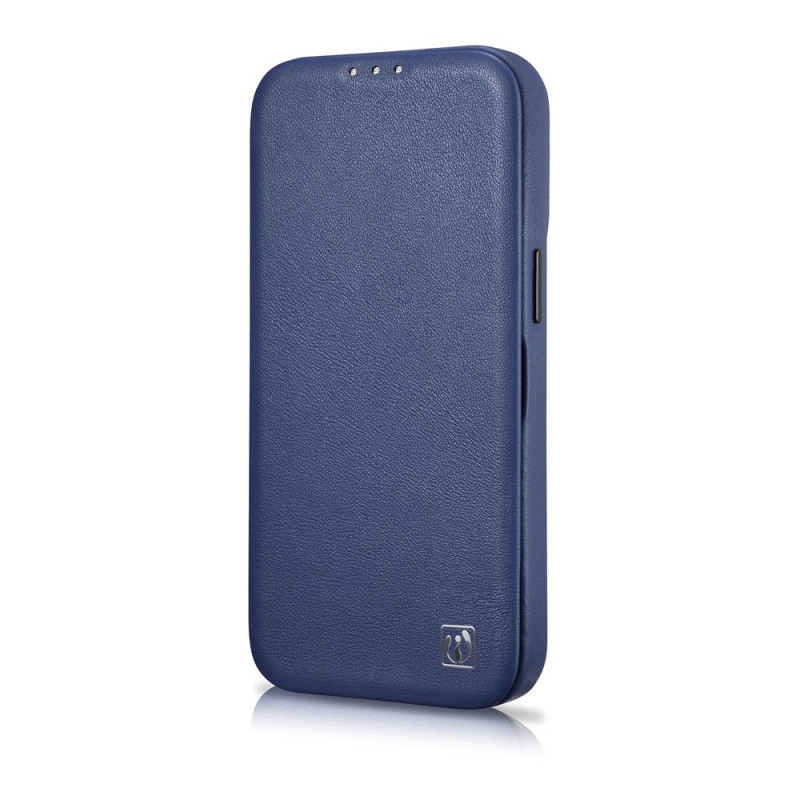 iCarer CE Premium Leather Folio Case magnetické knižkové puzdro pre iPhone 14 Plus, MagSafe, modré (WMI14220715-BU)