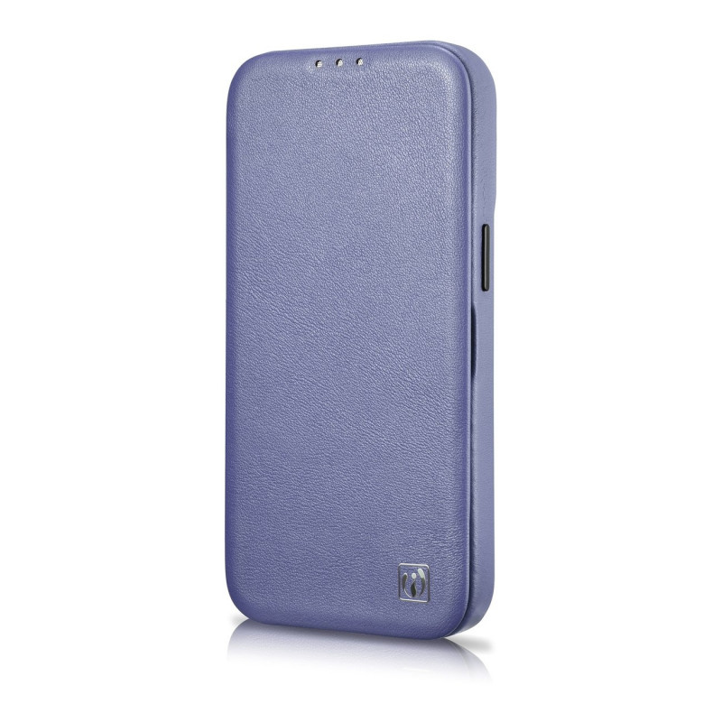 iCarer CE Premium Leather Folio Case kožené knižkové puzdro pre Apple iPhone 14 Pro Max, MagSafe, svetlofialové (ICR419)