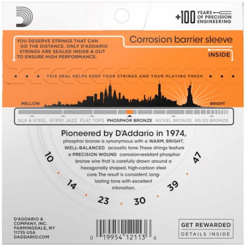 D'Addario EJ15 struny pre akustickú gitaru, 10-47