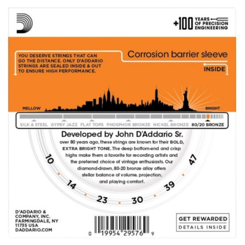 D'Addario EJ10 struny na akustickú gitaru, 10-47
