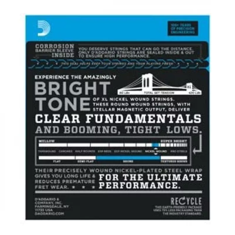 D'Addario EXL165 struny pre basgitaru, Regular Light 45–105