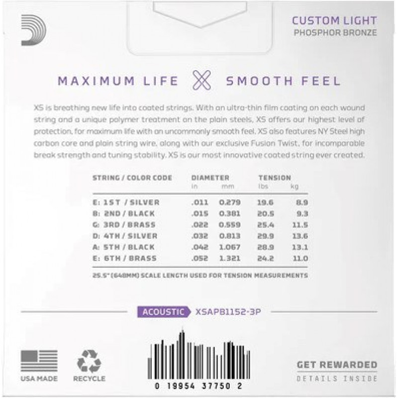 D'Addario XSAPB1152 struny pre akustickú gitaru, 11–52