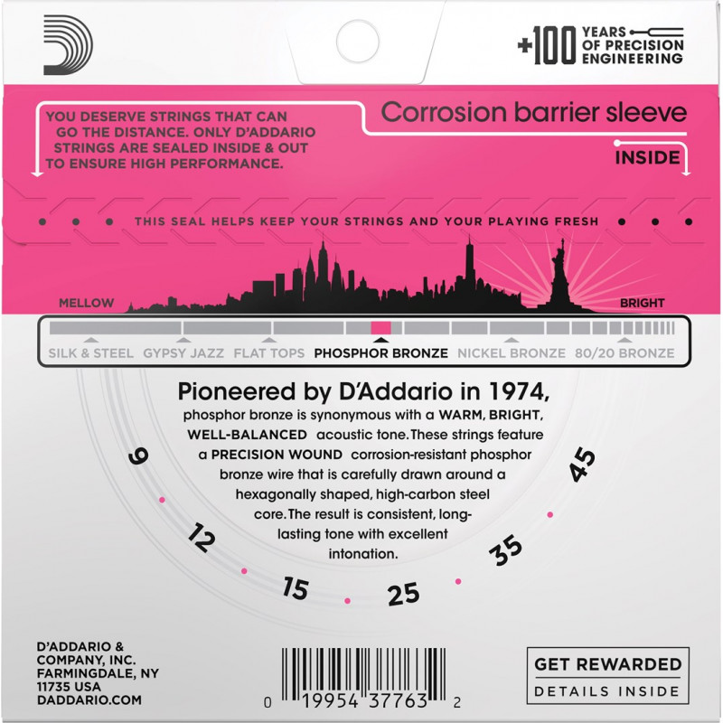 D'Addario EJ23 struny na akustickú gitaru, 9–45