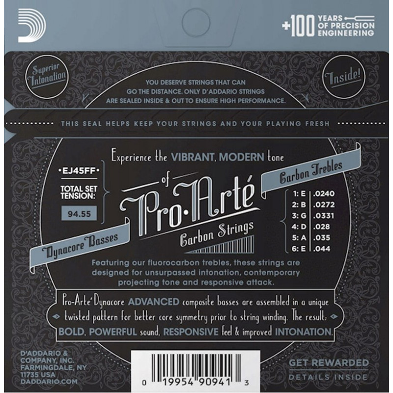 D'Addario EJ45FF Pro-Arté Carbon struny na klasickú gitaru
