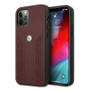 BMW BMHCP12MRSPPR Curve Perforate kožené tvrdé puzdro pre Apple iPhone 12 / 12 Pro, červené