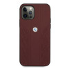 BMW BMHCP12MRSPPR Curve Perforate kožené tvrdé puzdro pre Apple iPhone 12 / 12 Pro, červené