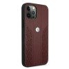 BMW BMHCP12MRSPPR Curve Perforate kožené tvrdé puzdro pre Apple iPhone 12 / 12 Pro, červené