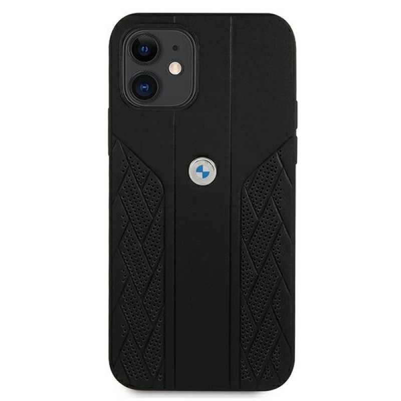 BMW BMHCP12SRSPPK Curve Perforate kožené tvrdé puzdro pre Apple iPhone 12 mini, čierne