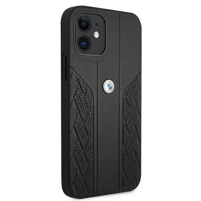 BMW BMHCP12SRSPPK Curve Perforate kožené tvrdé puzdro pre Apple iPhone 12 mini, čierne