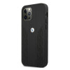 BMW BMHCP12MRSPPK Curve Perforate kožené tvrdé puzdro pre Apple iPhone 12 / 12 Pro, čierne