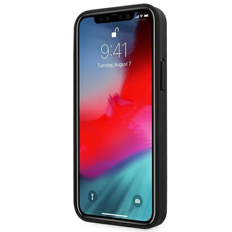 BMW BMHCP12LRSPPK Curve Perforate kožené tvrdé puzdro pre Apple iPhone 12 Pro Max, čierne