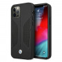 BMW BMHCP12MRSCSK Perforate Sides kožené tvrdé puzdro pre Apple iPhone 12 / 12 Pro, čierne