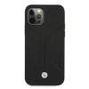 BMW BMHCP12MRSCSK Perforate Sides kožené tvrdé puzdro pre Apple iPhone 12 / 12 Pro, čierne