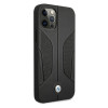 BMW BMHCP12MRSCSK Perforate Sides kožené tvrdé puzdro pre Apple iPhone 12 / 12 Pro, čierne