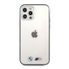 BMW BMHCP12LMBTOK Sandblast tvrdé puzdro pre Apple iPhone 12 Pro Max, priehľadné