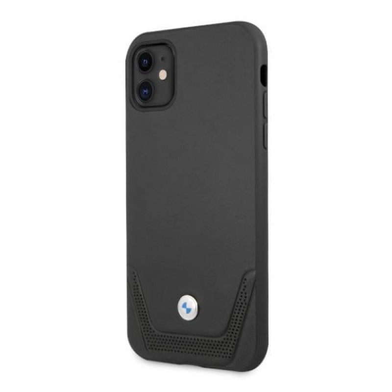 BMW BMHCN61RSWPK Leather Perforate tvrdé puzdro pre Apple iPhone 11, čierne