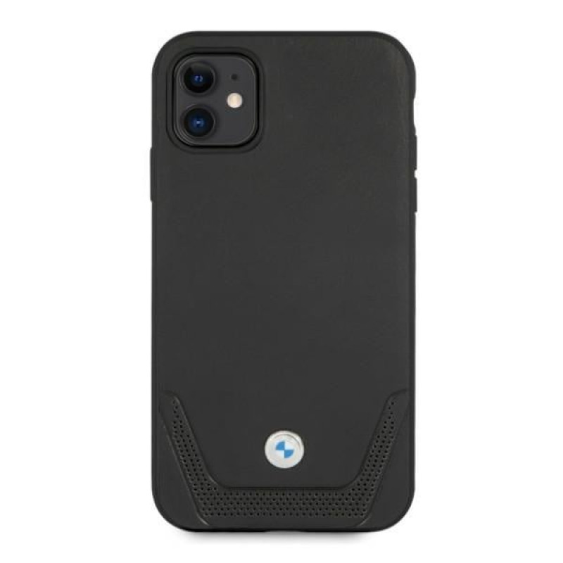BMW BMHCN61RSWPK Leather Perforate tvrdé puzdro pre Apple iPhone 11, čierne