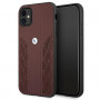 BMW BMHCN61RSPPR Leather Curve Perforate tvrdé puzdro pre Apple iPhone 11, červené