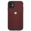 BMW BMHCN61RSPPR Leather Curve Perforate tvrdé puzdro pre Apple iPhone 11, červené