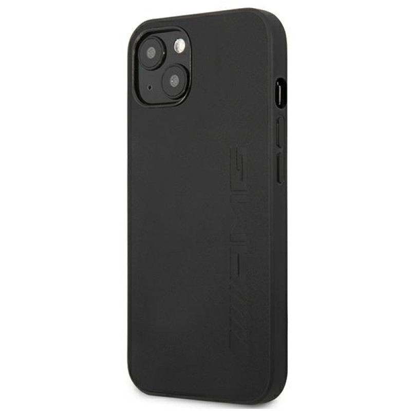 Mercedes-AMG AMHCP13MDOLBK Leather Hot Stamped tvrdé puzdro pre Apple iPhone 13, čierne