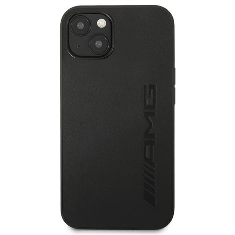 Mercedes-AMG AMHCP13MDOLBK Leather Hot Stamped tvrdé puzdro pre Apple iPhone 13, čierne