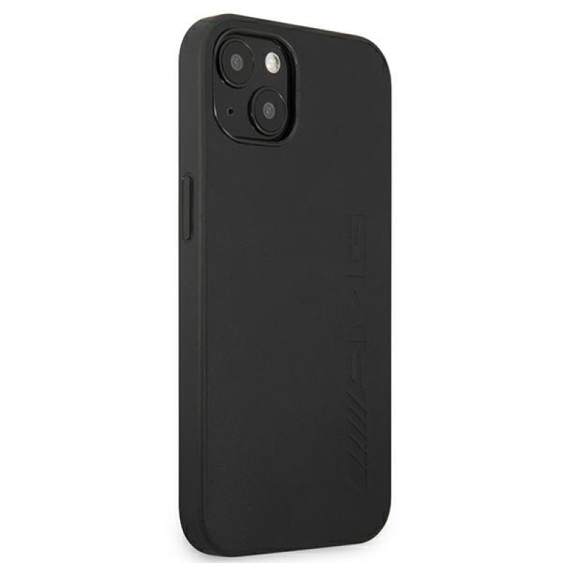 Mercedes-AMG AMHCP13MDOLBK Leather Hot Stamped tvrdé puzdro pre Apple iPhone 13, čierne