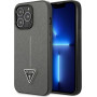 Guess GUHCP13LPSATLG tvrdé puzdro pre Apple iPhone 13 Pro, Saffiano Triangle Logo, strieborné