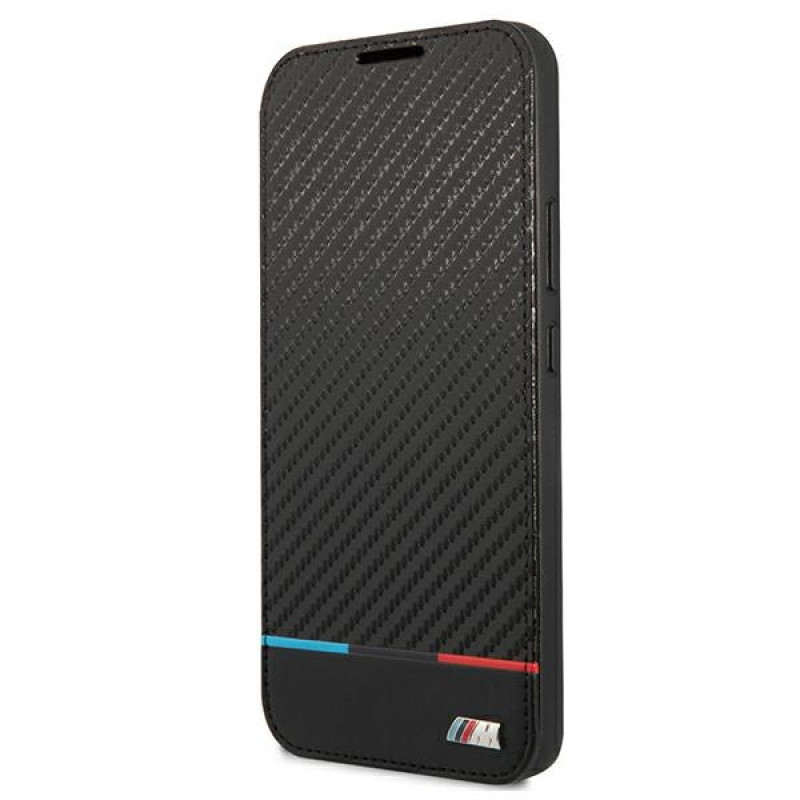 BMW BMBKS22MPUCARTCBK knižkové puzdro pre Samsung Galaxy S22+, M Collection Triangles, čierne