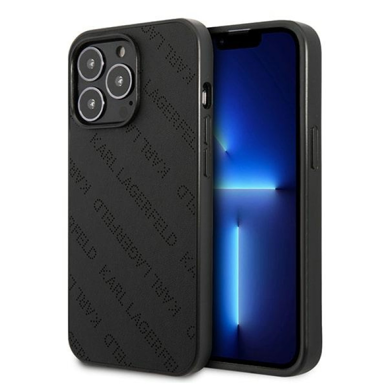 Karl Lagerfeld KLHCP13LPTLK tvrdé puzdro pre Apple iPhone 13 Pro, Perforated Allover, čierne