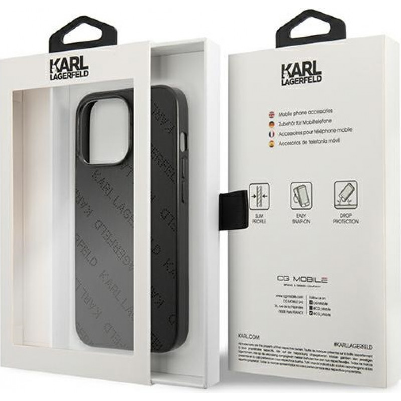 Karl Lagerfeld KLHCP13LPTLK tvrdé puzdro pre Apple iPhone 13 Pro, Perforated Allover, čierne