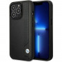 BMW BMHCP14L22RBDK Leather Blue Dots pevné puzdro pre iPhone 14 Pro 6,1", čierne