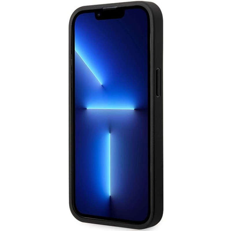 BMW BMHCP14L22RBDK Leather Blue Dots pevné puzdro pre iPhone 14 Pro 6,1", čierne