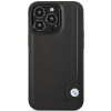 BMW BMHCP14X22RBDK Leather Blue Dots pevné puzdro pre iPhone 14 Pro Max 6,7", čierne